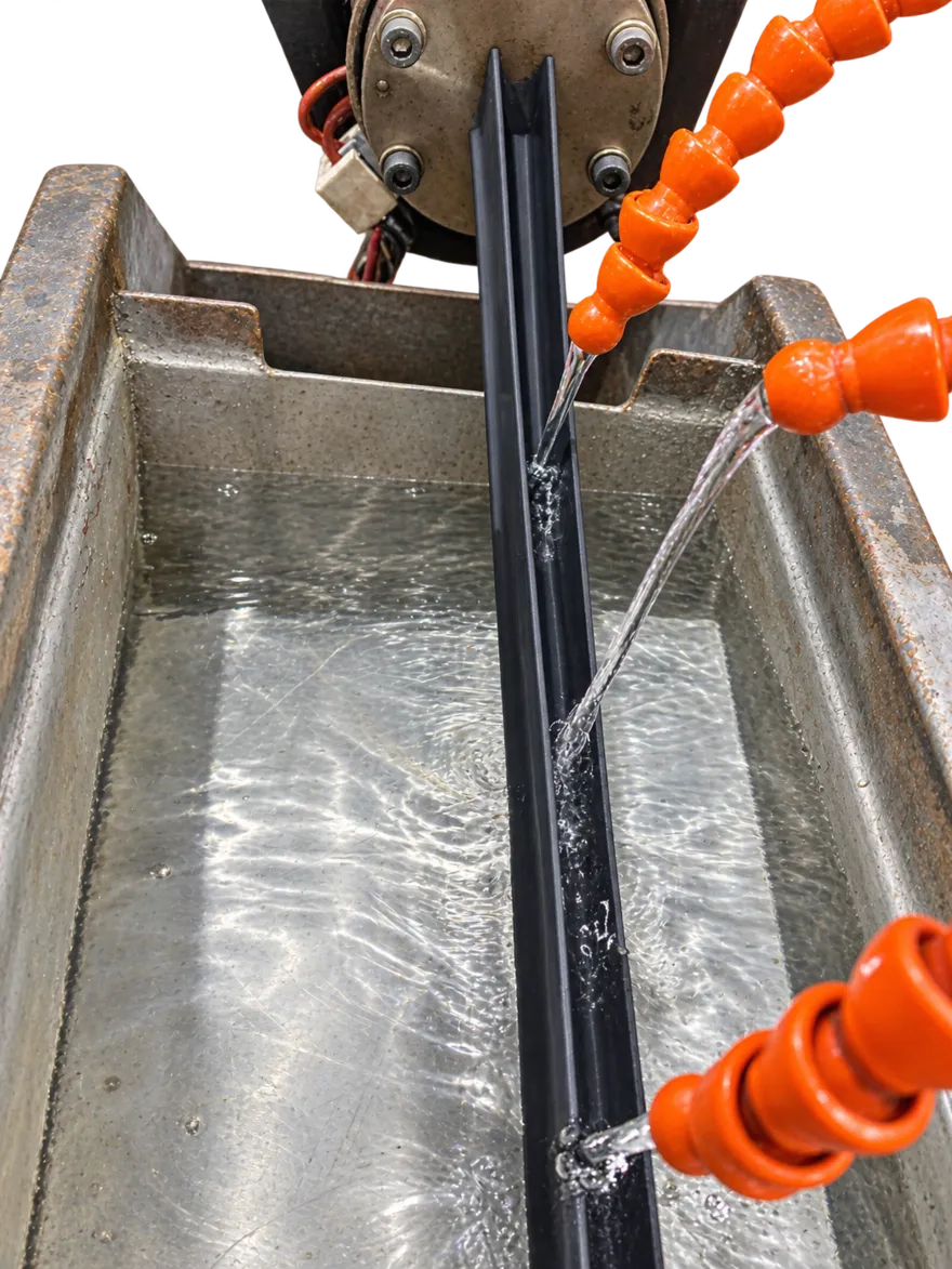 A profile running through the cooling bath