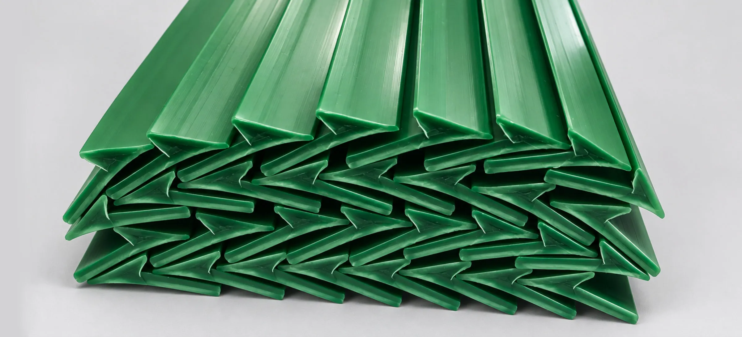 A bundle of green chamfer strips